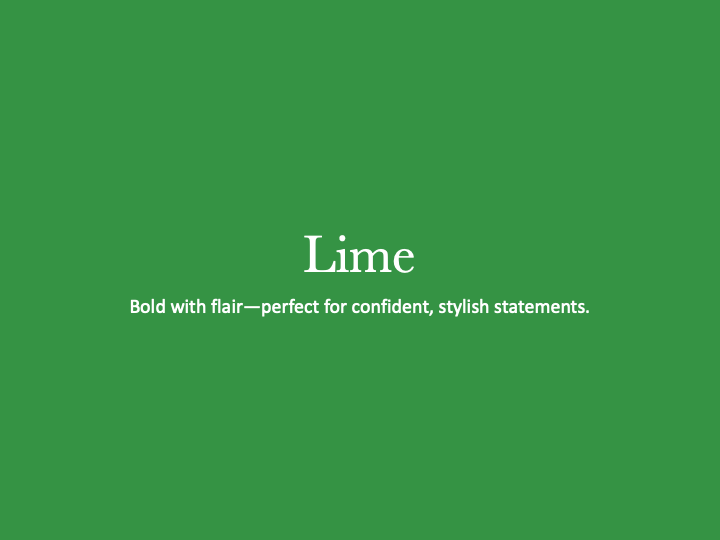 Minimalist text displaying 'Lime' in white letters on a bright green background with a subtitle about stylish statements.