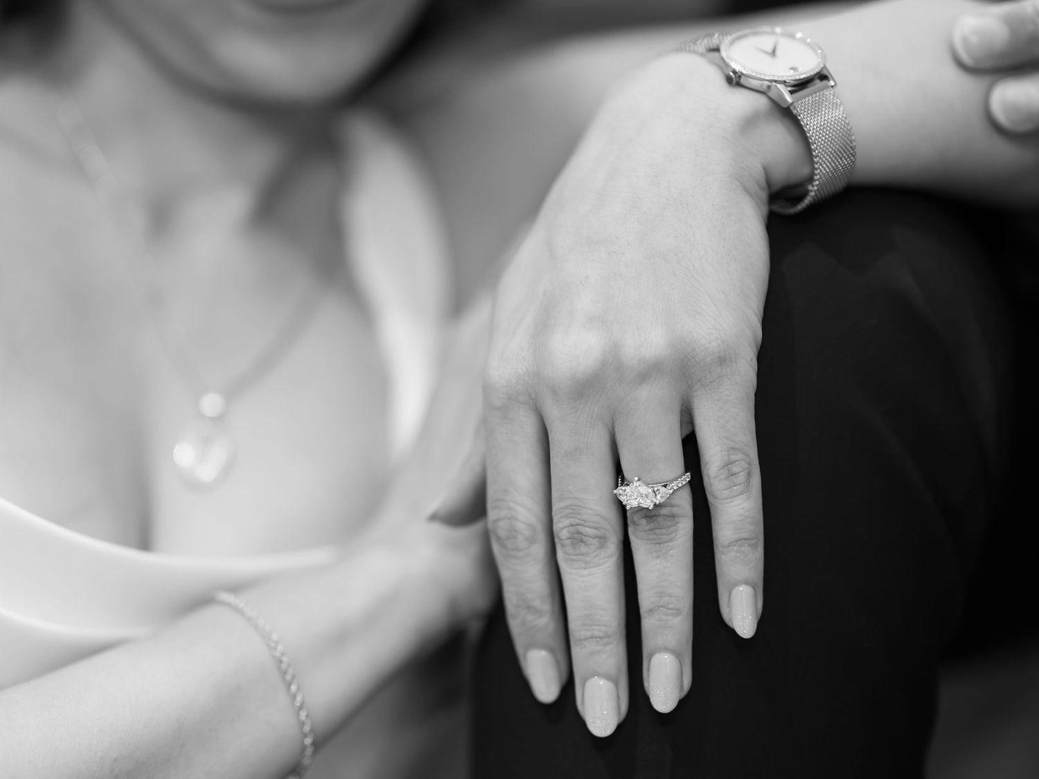 Close-up. of the engagement ring during a Toronto engagement session