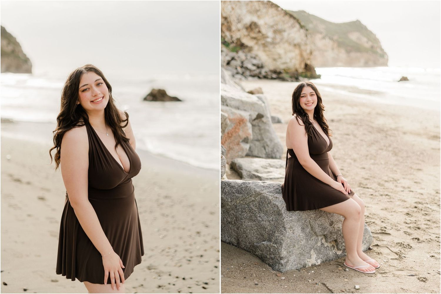 SLO senior photographer creating timeless girl senior photos along the coast during a morning beach session.
