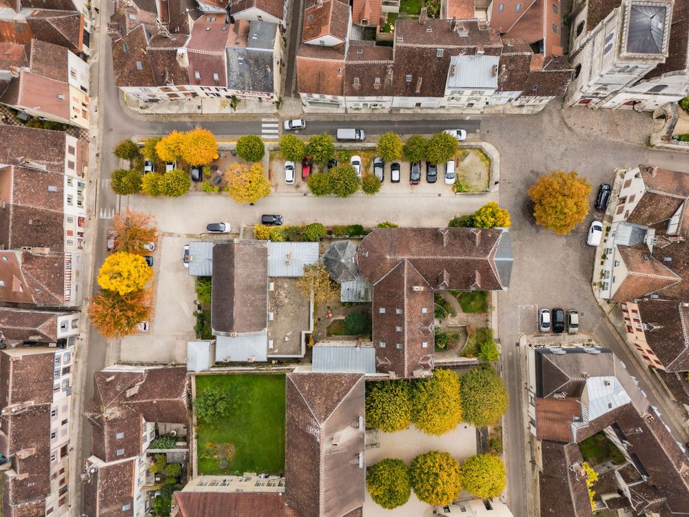 Vue aérienne d'un quartier de ville
