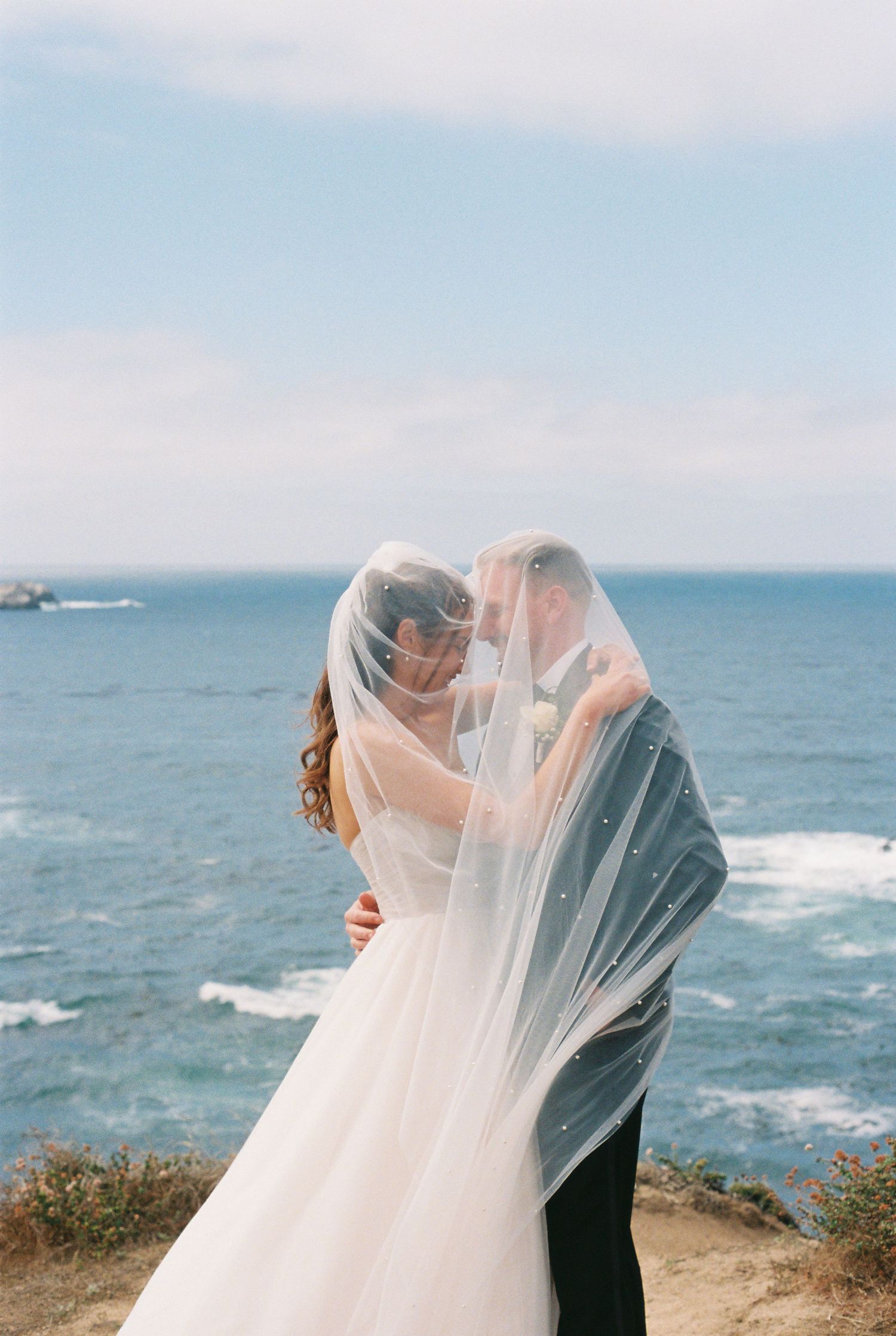 big sur cliffside first look - Monterey Wedding Photographer