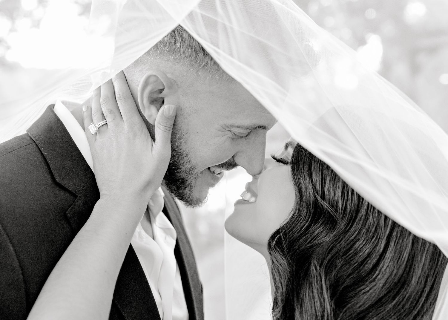 A series of romantic dance dips shown in black and white photos capturing intimate moments on the dance floor.