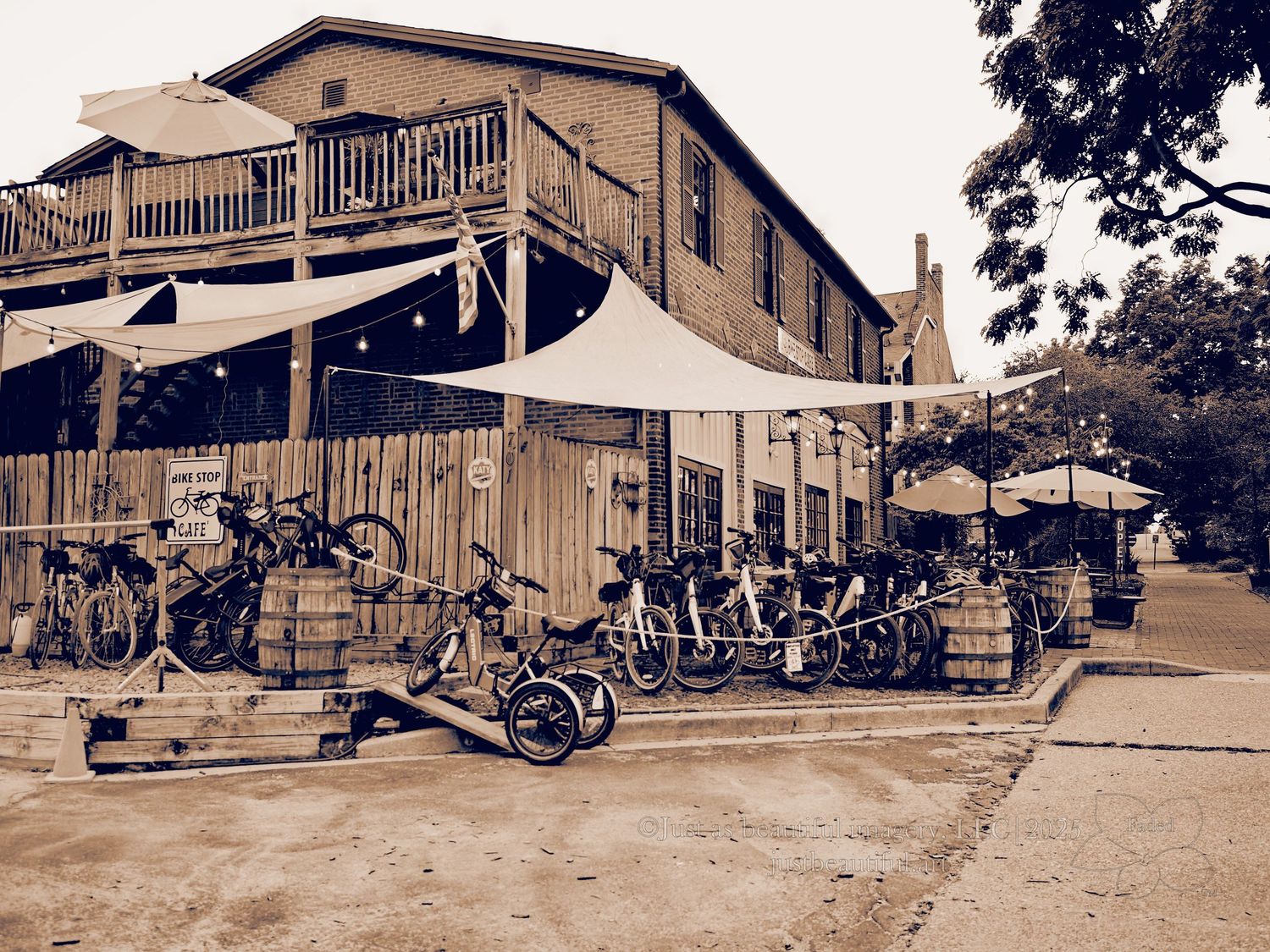 Faded photo of Bike Stop Cafe in Saint Charles, Missouri.