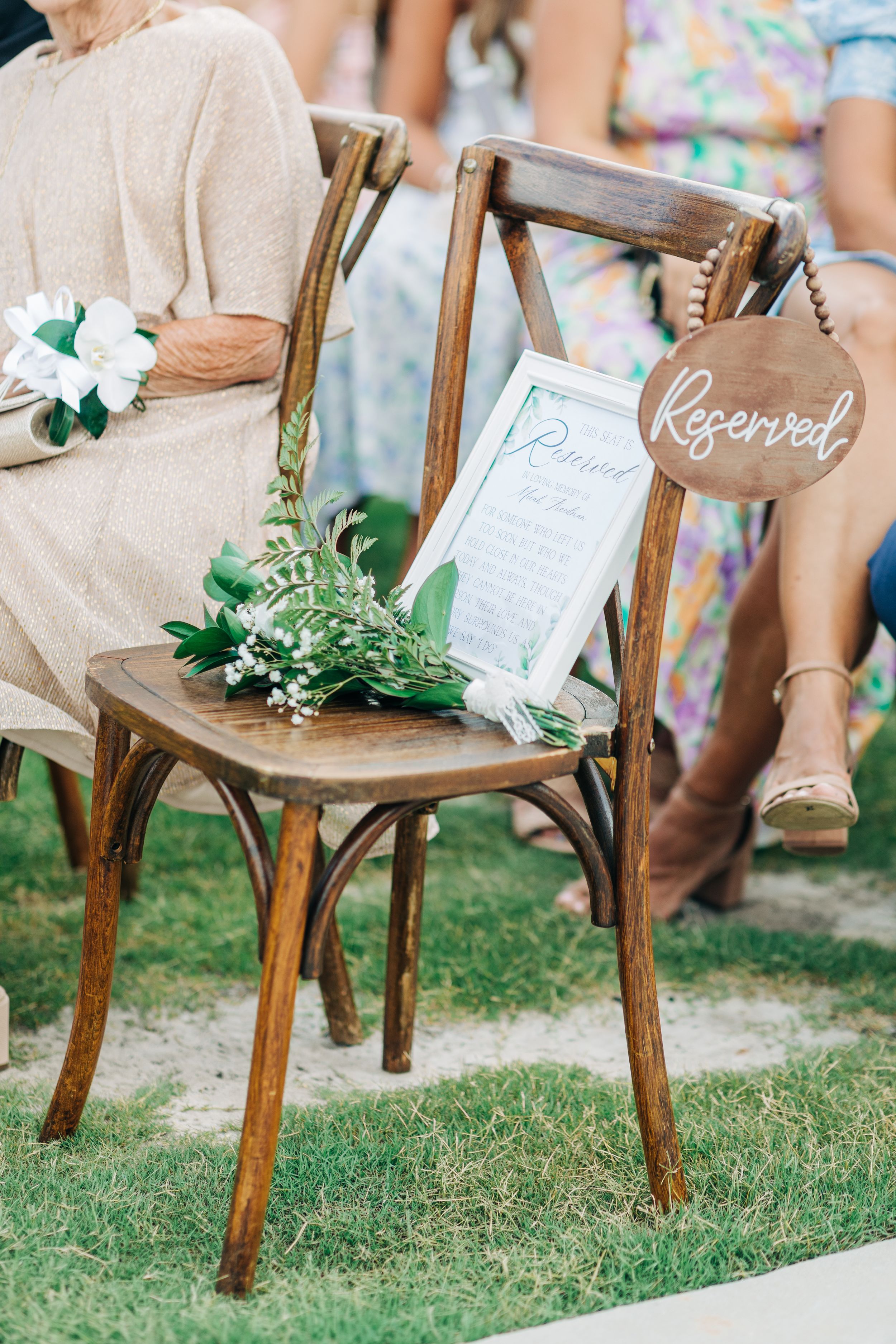 Reserved seat for a loved one at wedding ceremony