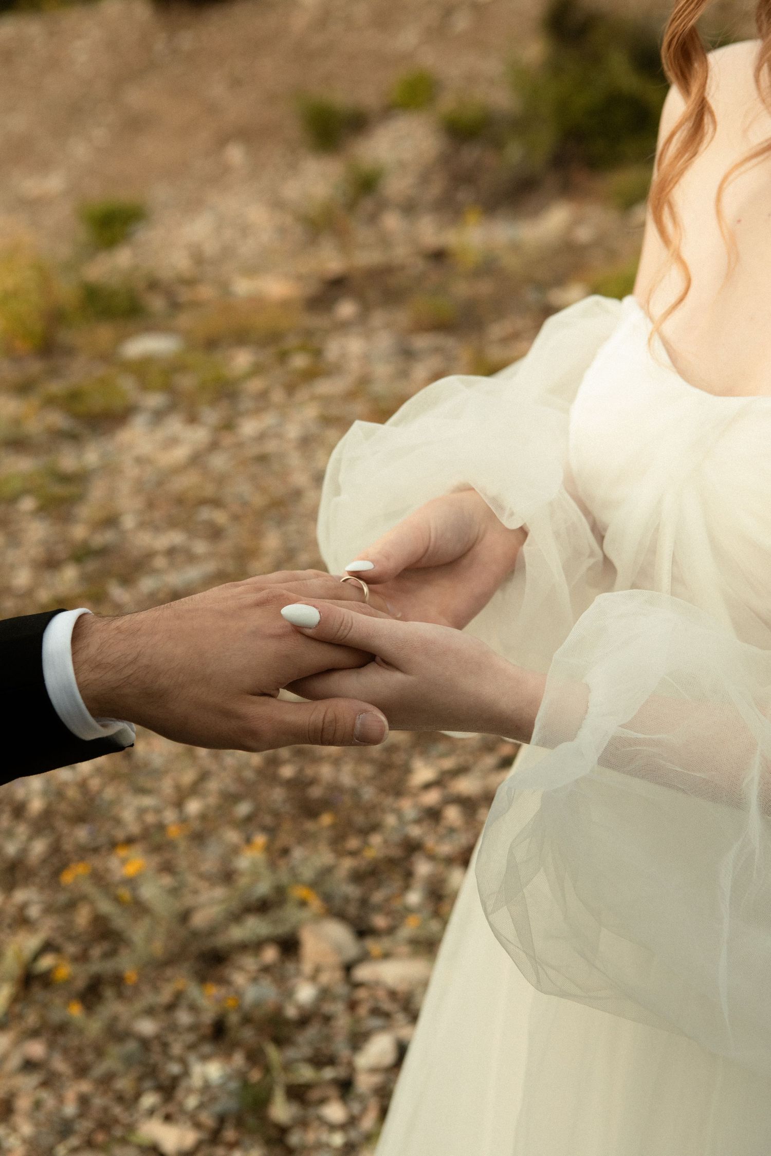 Wedding ring exchange shot