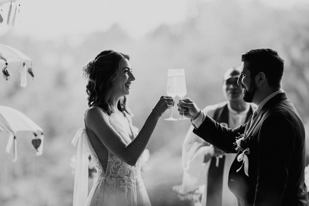 Series of candid black and white wedding moments in natural light.
