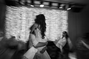 Black and white photo series showing dance movements and motion blur during a performance.