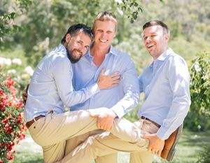 Groom's party group photos at a non-traditional wedding in NSW, photographed by Wollongong wedding photographer Serene Coleman.