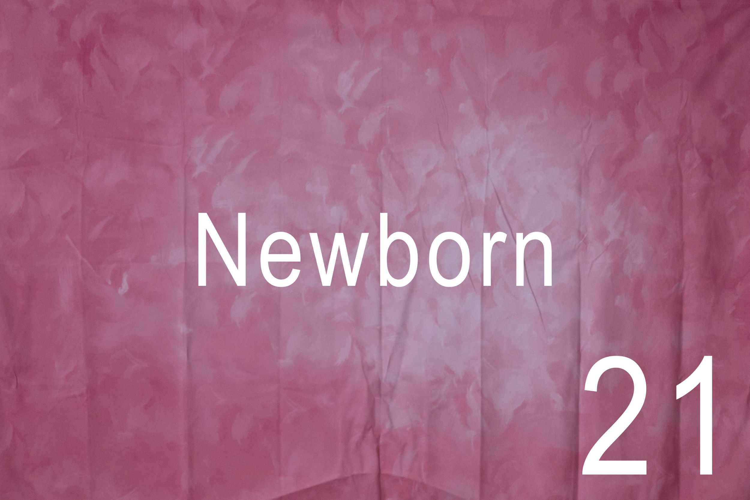 A pink textured background with white text displaying 'Newborn 21' in a modern font style.