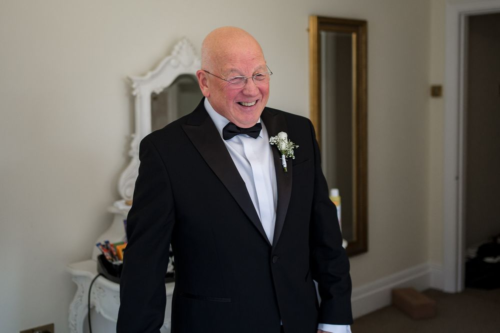 Emotional father of the bride moment Kelham House Nottinghamshire