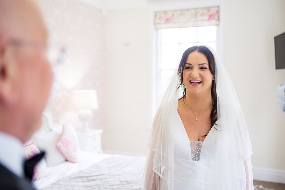 Father of the bride first look emotional wedding moment Kelham House
