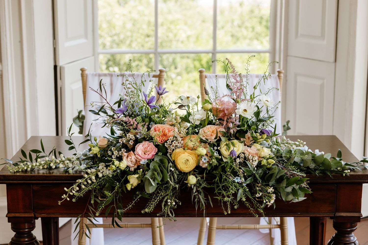 Registrars table with flowers at Gildredge Manor