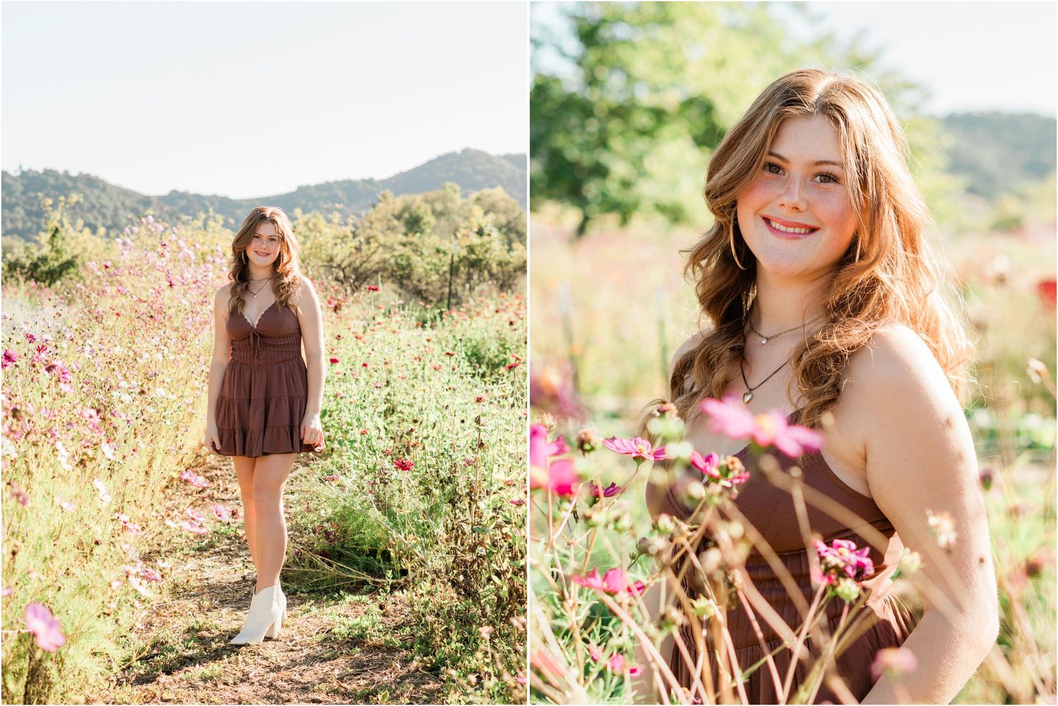 san luis obispo senior photographer session in slo county in flower field with slo high senior girl
