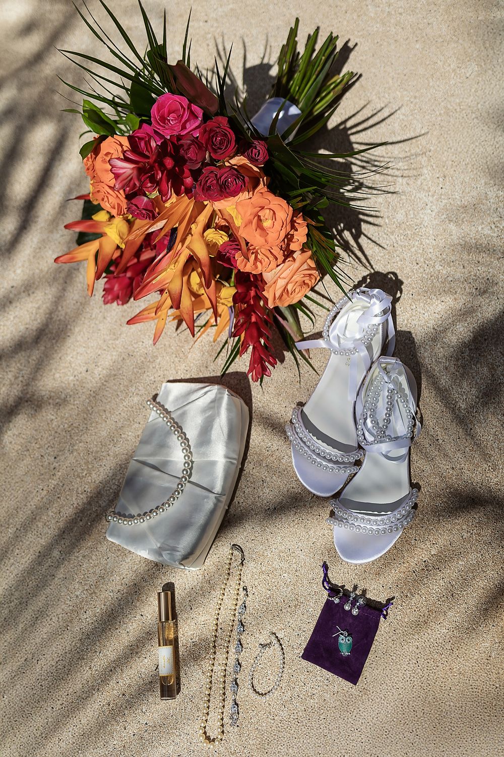 Bride’s bouquet with tropical flowers at Dreams Sapphire Riviera Maya wedding