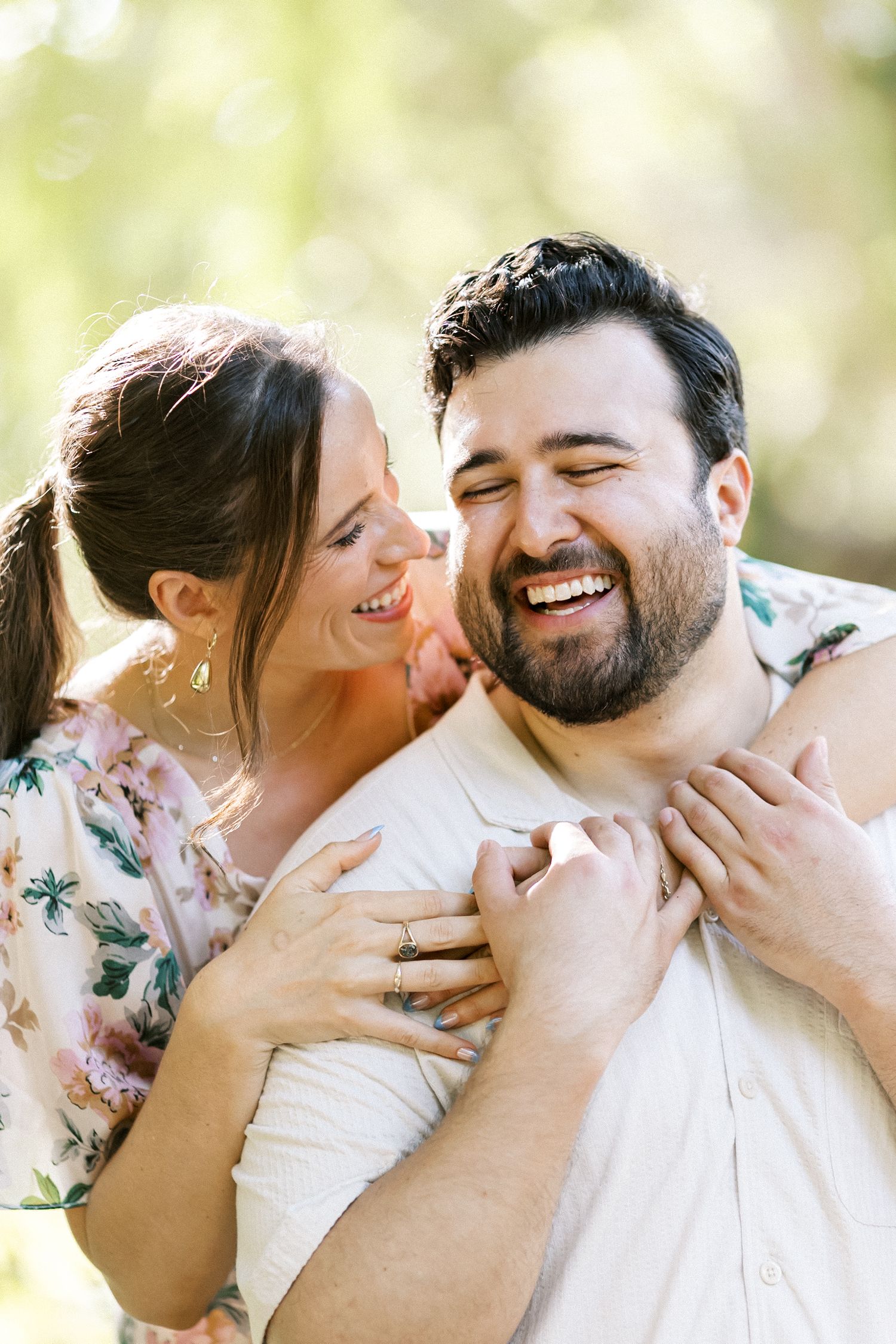 Intimate engagement portrait at Monserrate Palace in Portugal