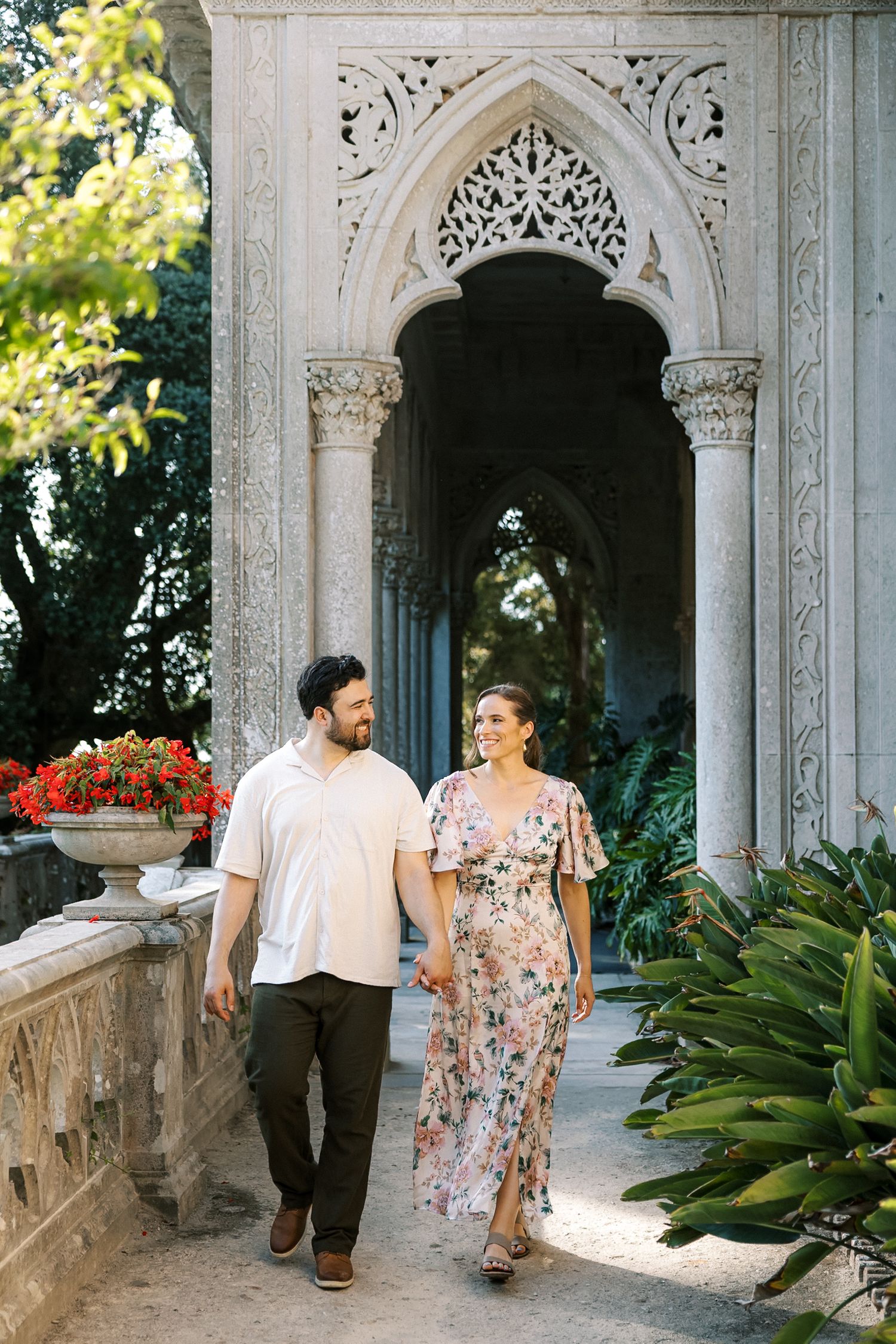 Engagement photos at historic palace in Sintra Portugal