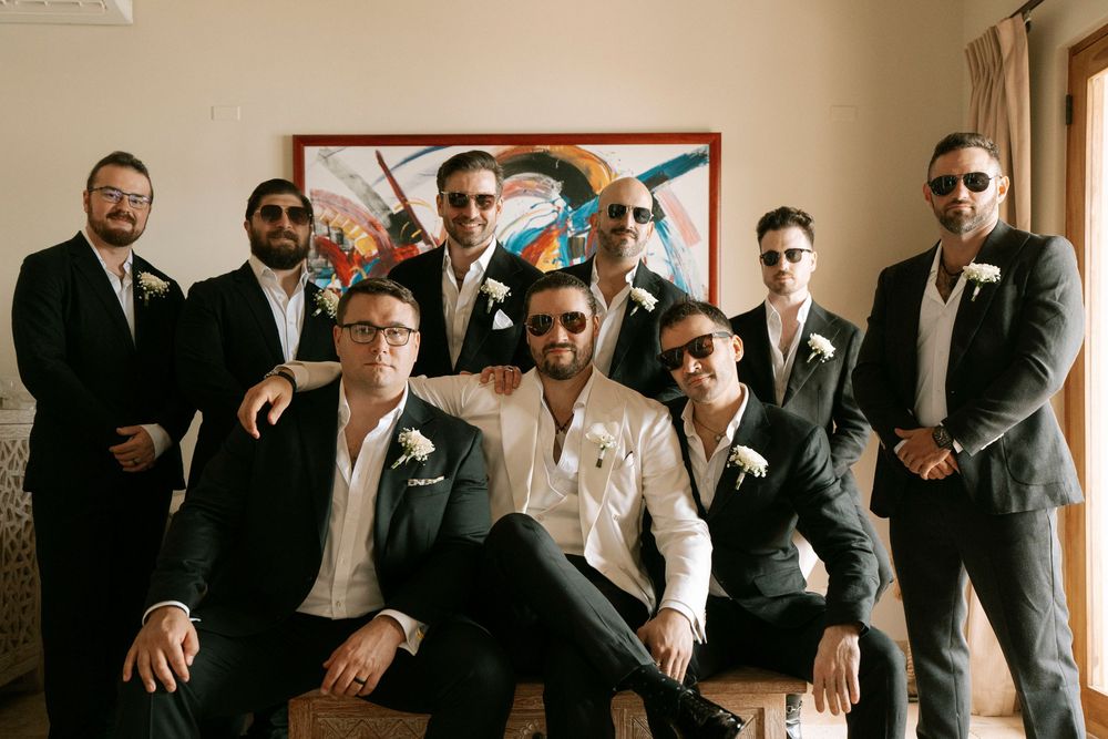 groomsmen portraits during getting ready