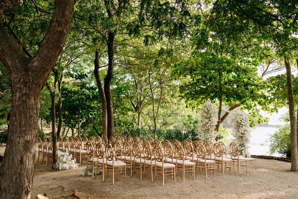 wedding ceremony setup in las catalinas costa rica