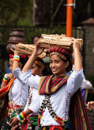 Traditional cultural dance performance with colorful costumes and synchronized movements.