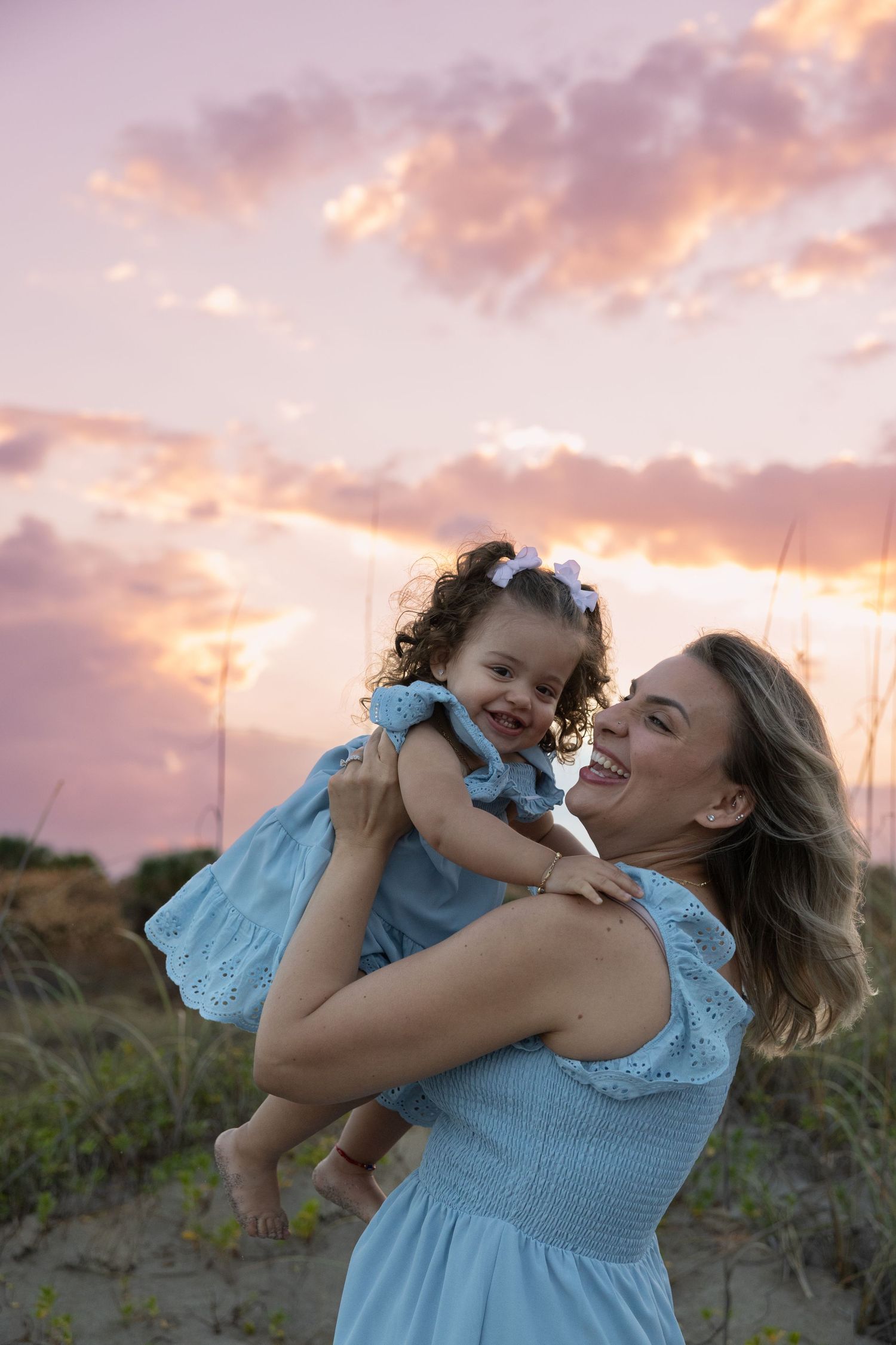 Mommy and me beach photography session at sunset on Hutchinson Island Florida on the Treasure Coast