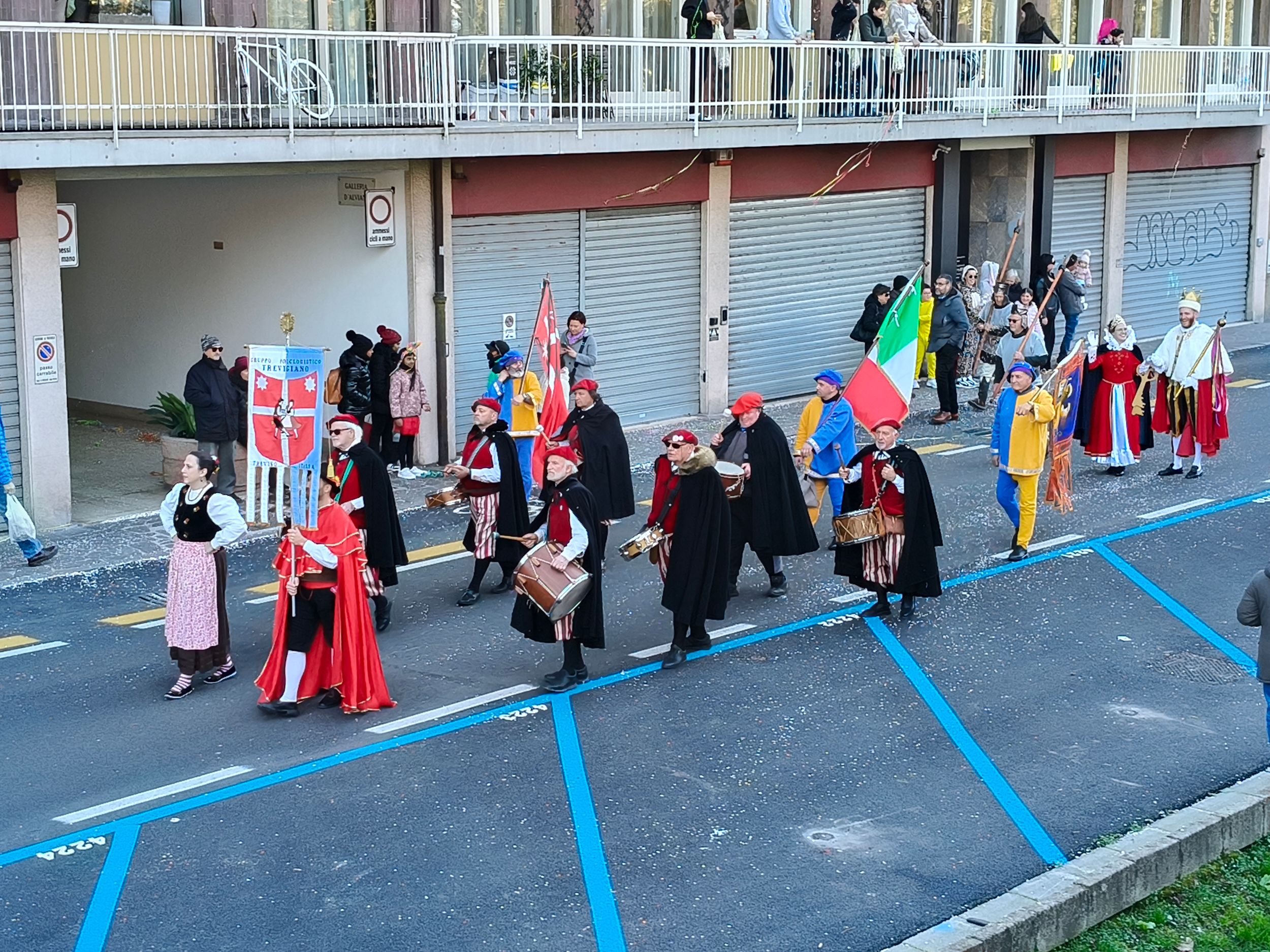 Treviso Carnival Parade 2026. The Trevigiano Folk Group with a traditional performance of “The King of Carnival”.