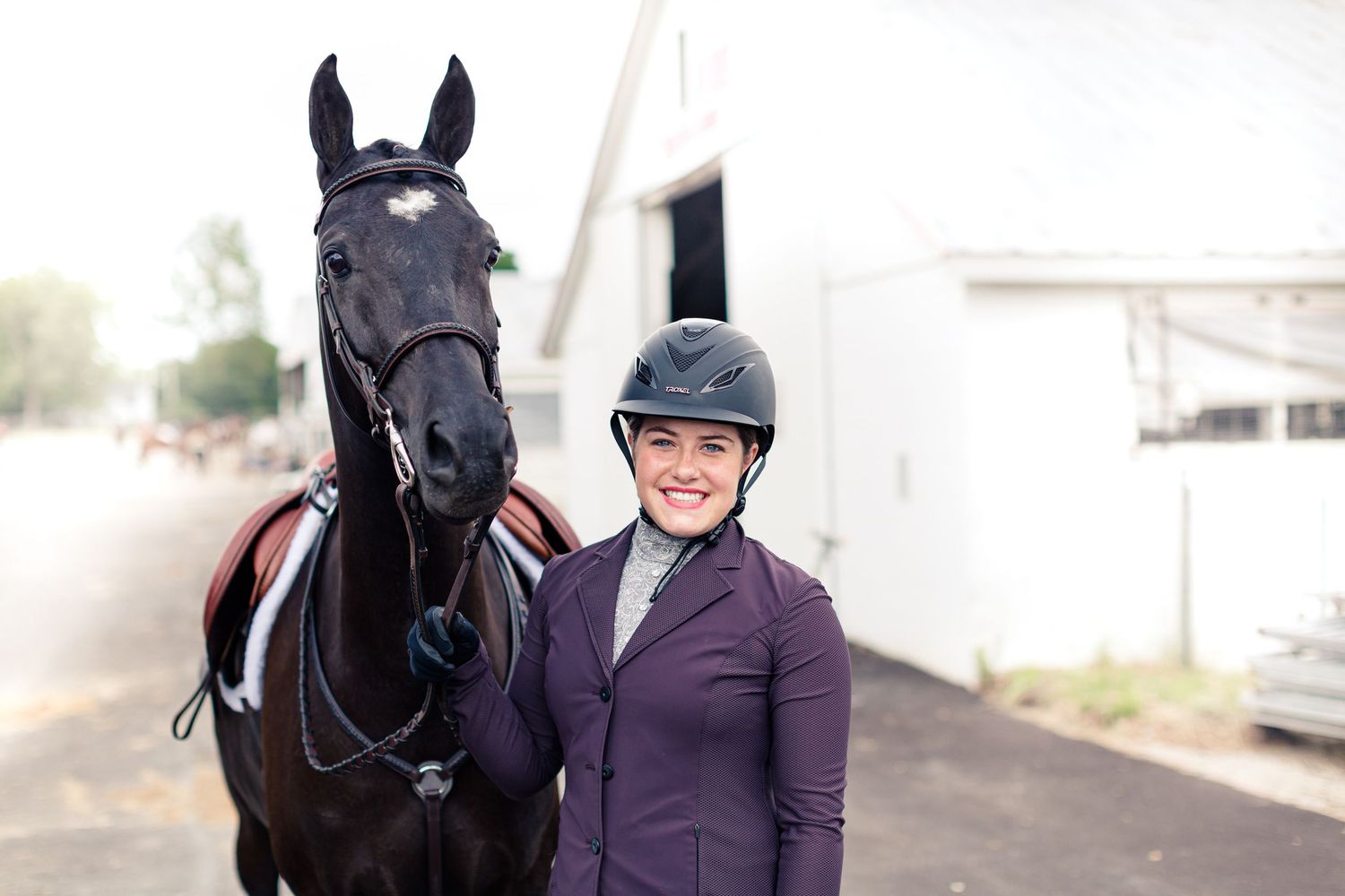 Outdoor pet portrait photography in Howell, MI; horse and rider