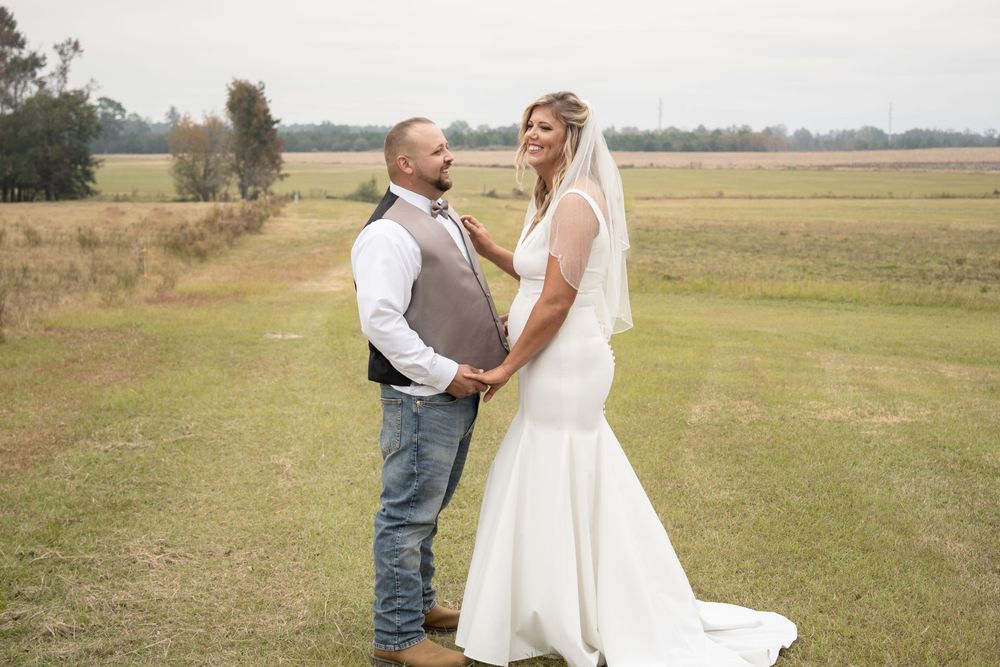 Portrait of groom and bride after the wedding ceremony; Small wedding photographer, Middle GA