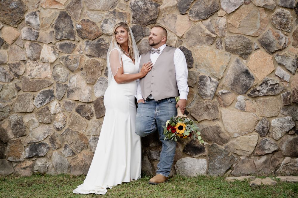 Portrait of groom and bride after the wedding ceremony; Small wedding photographer, Middle GA