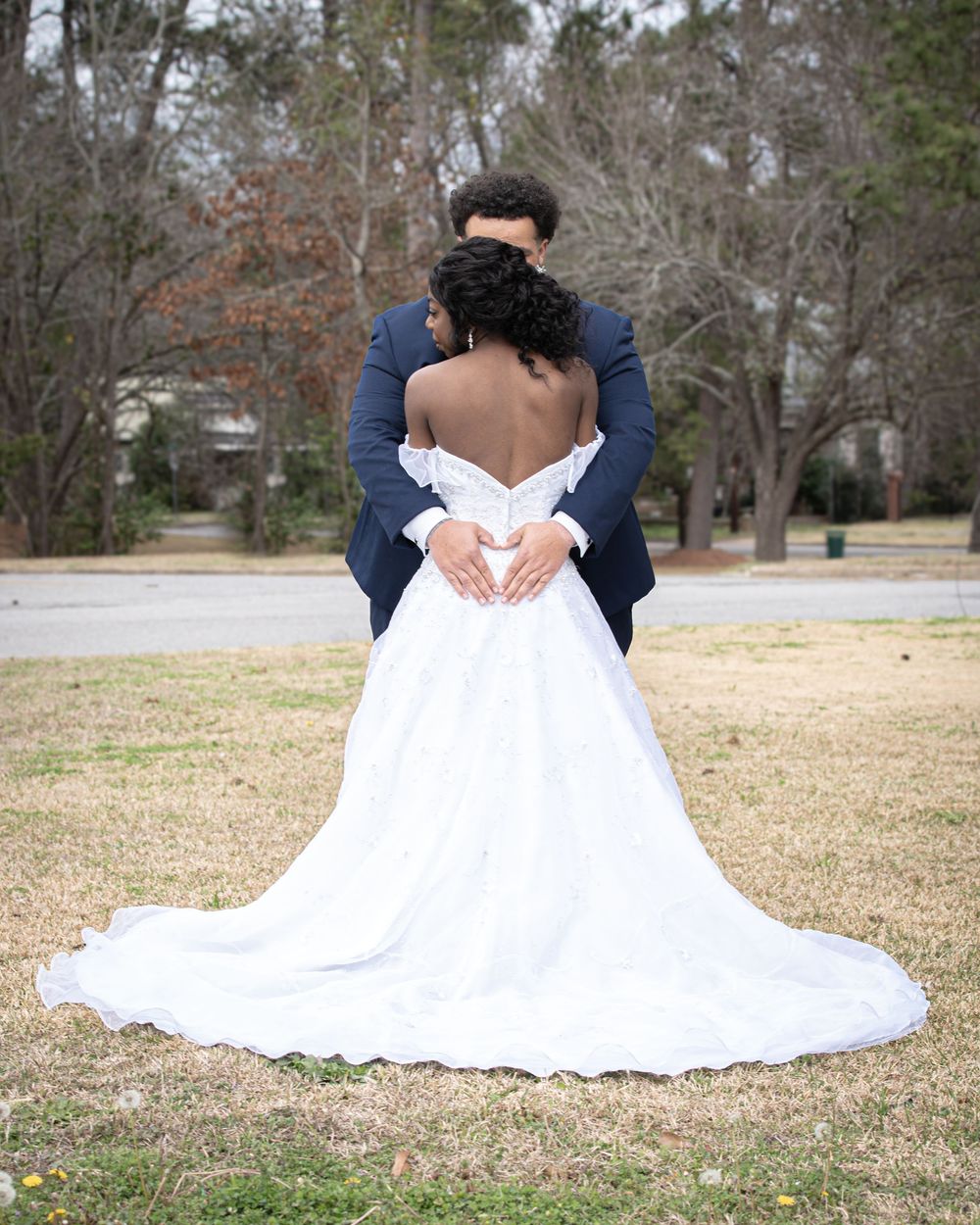 Portrait of groom and bride after the wedding ceremony; Small wedding photographer, Middle GA