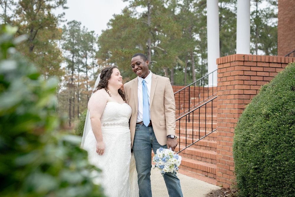 Portrait of groom and bride after the wedding ceremony; Small wedding photographer, Middle GA