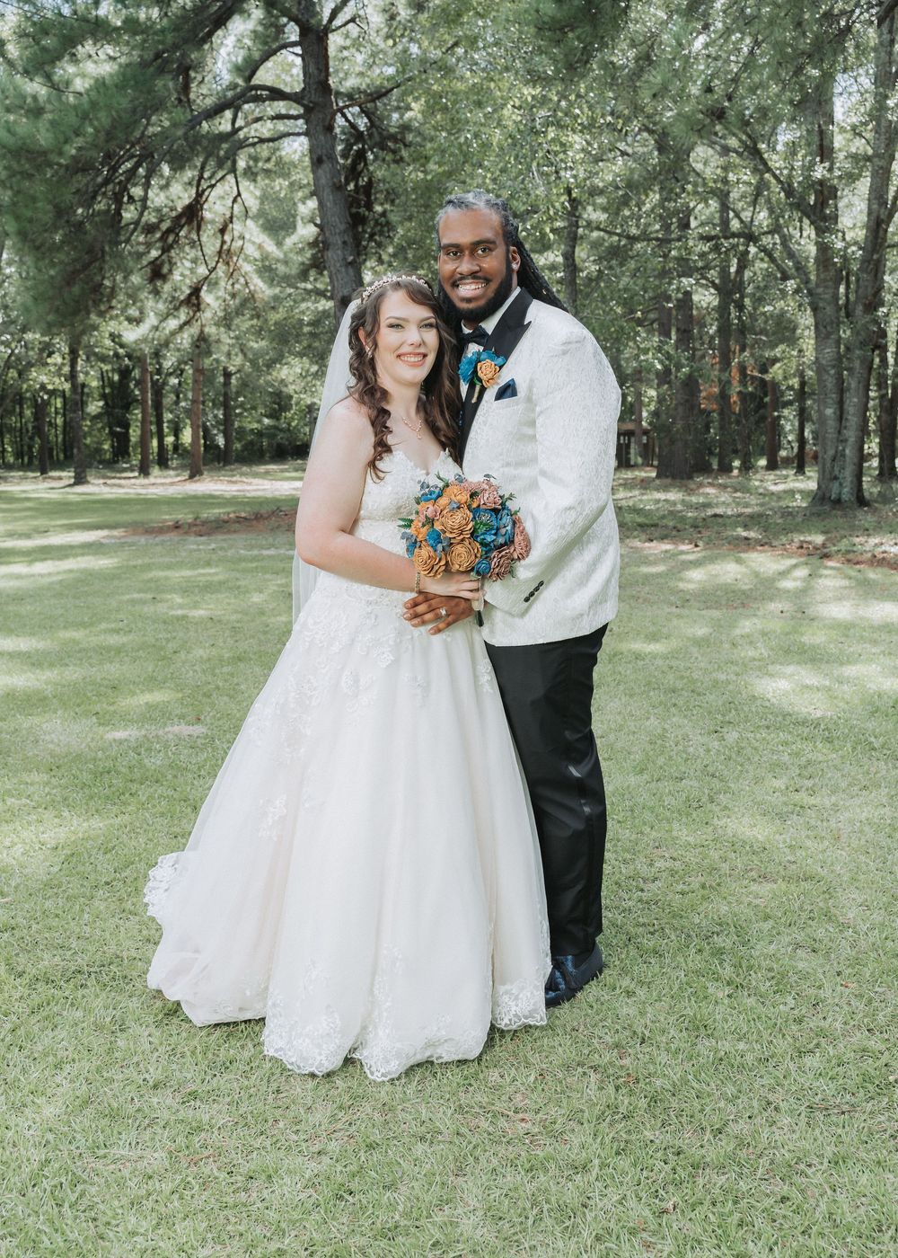 Portrait of groom and bride after the wedding ceremony; Small wedding photographer, Middle GA