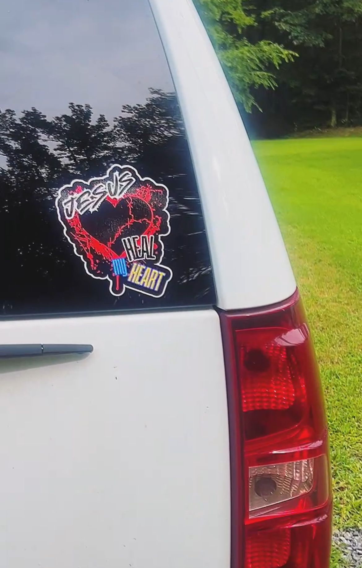 Jesus Heal My Heart bumper sticker – Lens of Faith branding in Stafford, VA