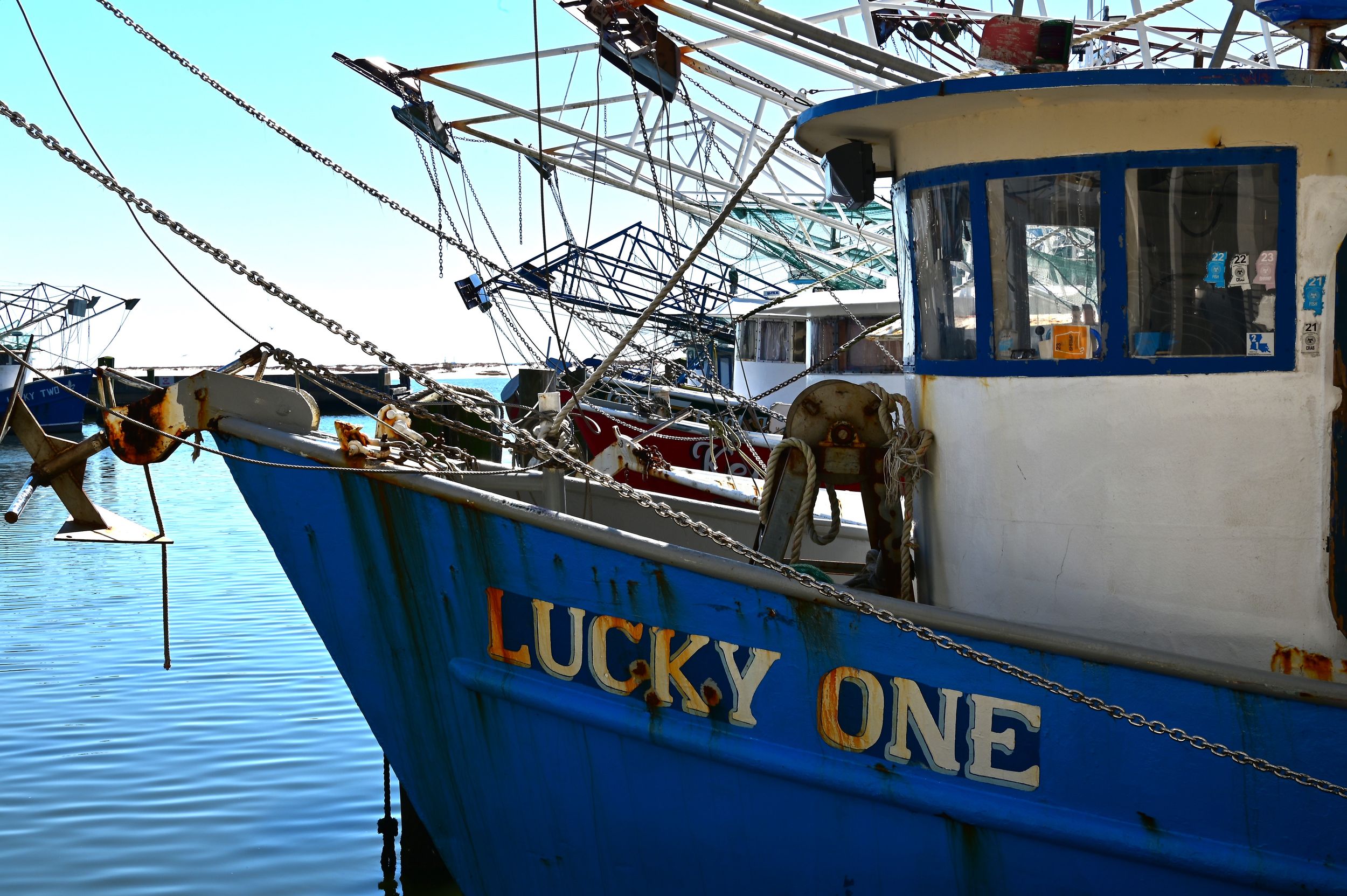 Lucky One shrimp boat bow detail Pascagoula Mississippi Gulf Coast