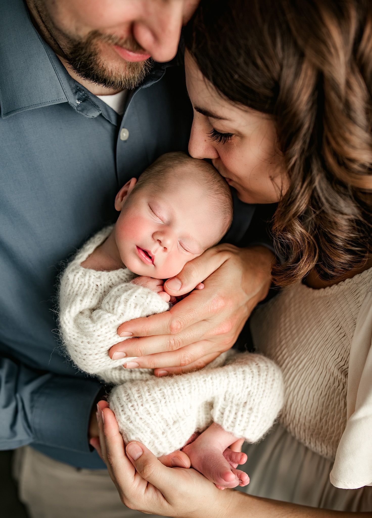 Up close family and newborn portrait | Three Little Bees Photography