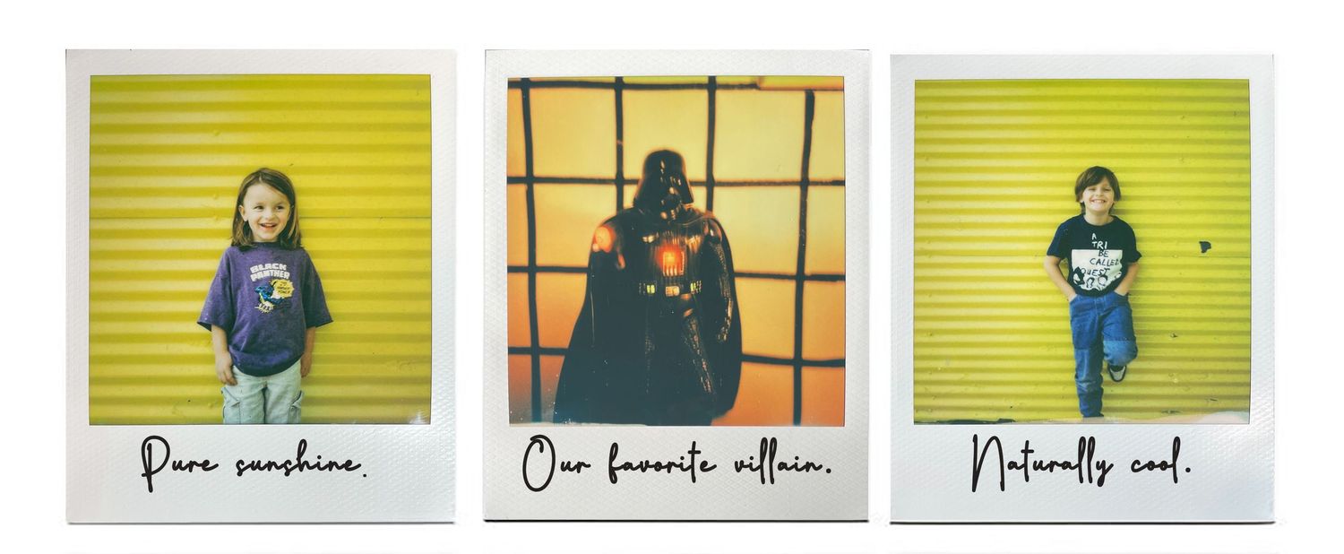 A series of small thumbnail images showing a person posing against a bright yellow wall in different positions.