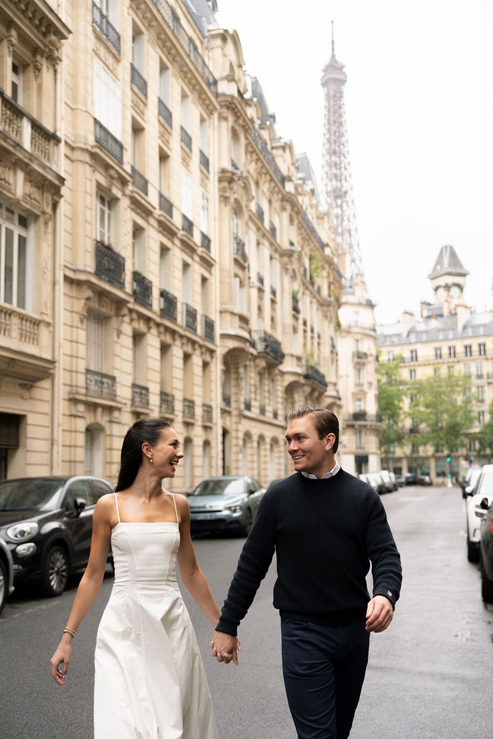 Inspiration for Paris engagement photos. Best paris cinematic photographer. Running Paris street photos. Stylish Paris couple. Film.