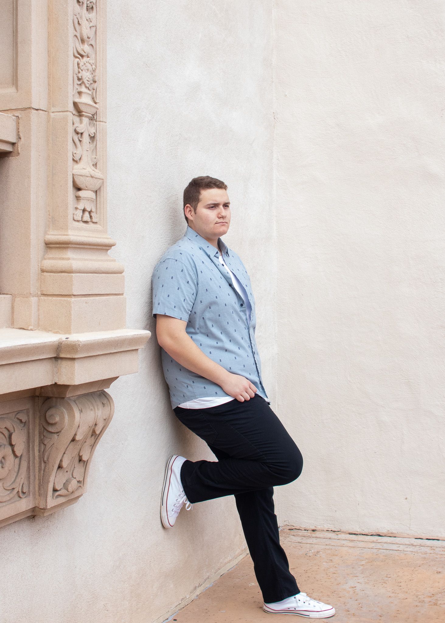 Outdoor senior portraits for high school boys at Balboa Park in San Diego. Natural, stylish graduation photos by Lacy Cramer Photography