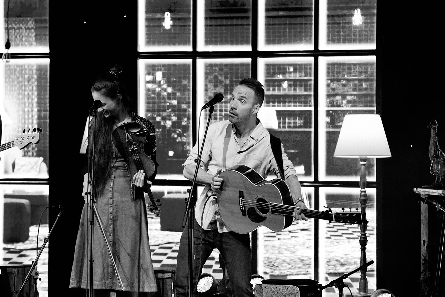 Peter Johansson, Bruno Mitsogiannis, Matilda Grün och Petra Wahlgren unplugged 2.0 i Växjö konserthus. Footgraf Rebecca Nordin.