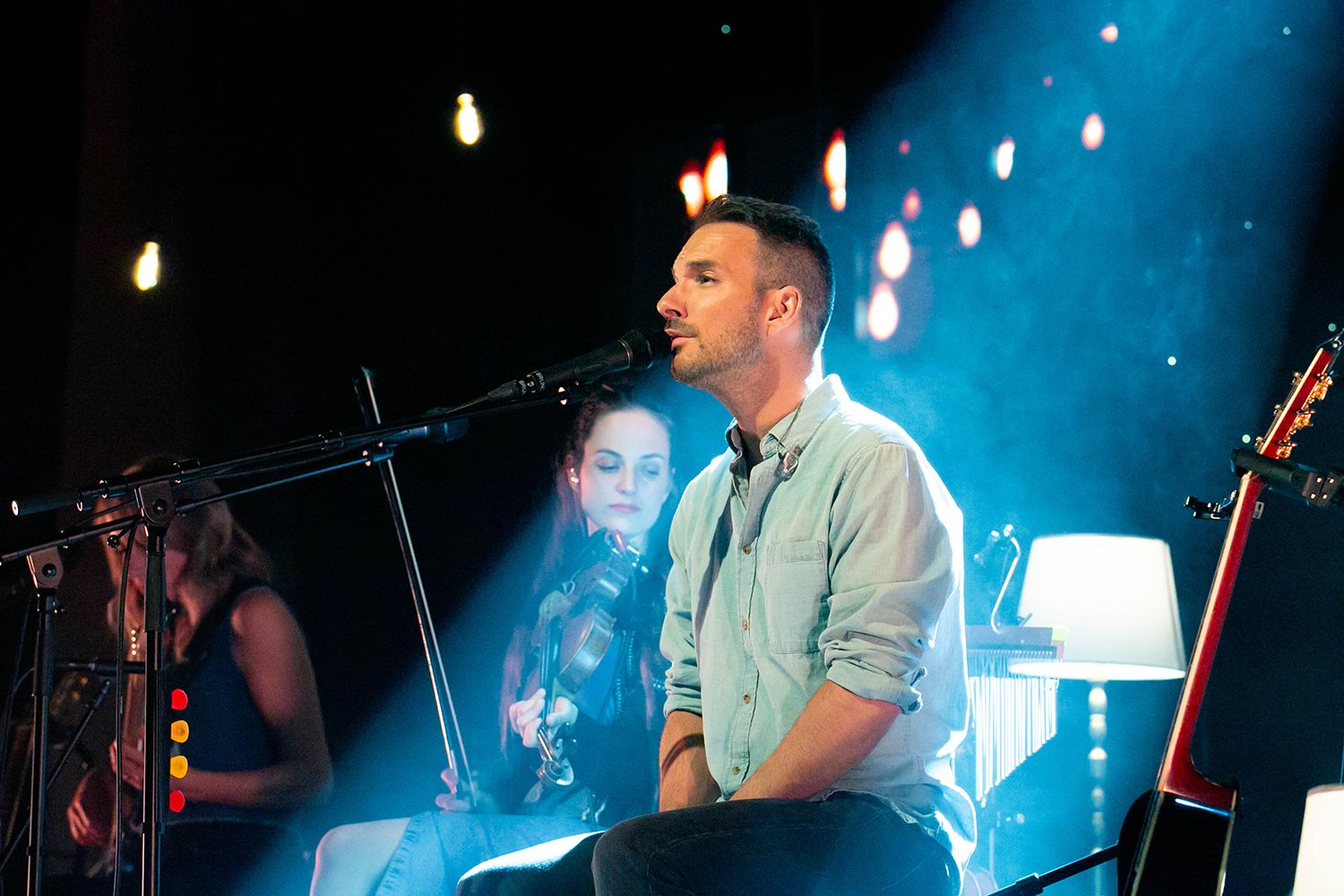 Peter Johansson, Bruno Mitsogiannis, Matilda Grün och Petra Wahlgren unplugged 2.0 i Växjö konserthus. Footgraf Rebecca Nordin.