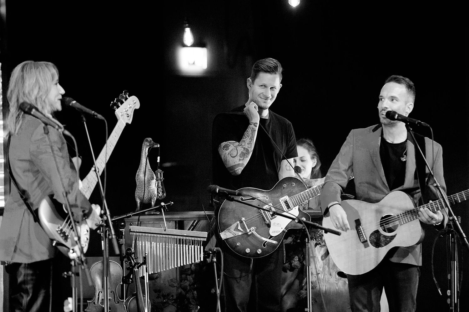 Peter Johansson, Bruno Mitsogiannis, Matilda Grün och Petra Wahlgren unplugged 2.0 i Vixjö konserthus. Footgraf Rebecca Nordin.