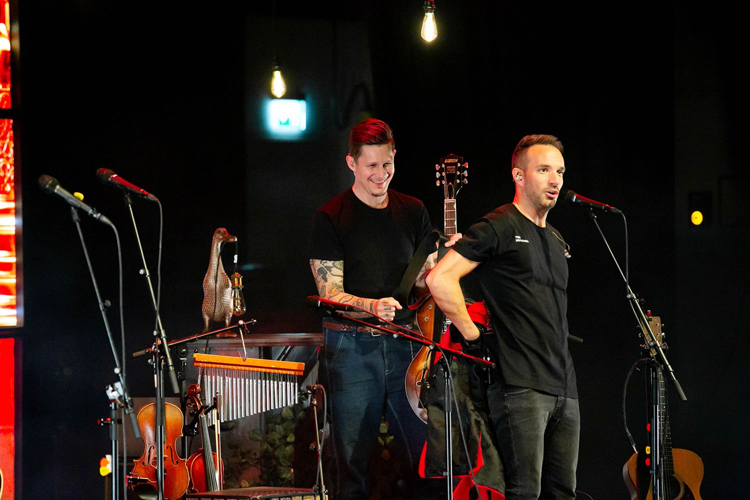 Peter Johansson, Bruno Mitsogiannis, Matilda Grün och Petra Wahlgren unplugged 2.0 i Vixjö konserthus. Footgraf Rebecca Nordin.