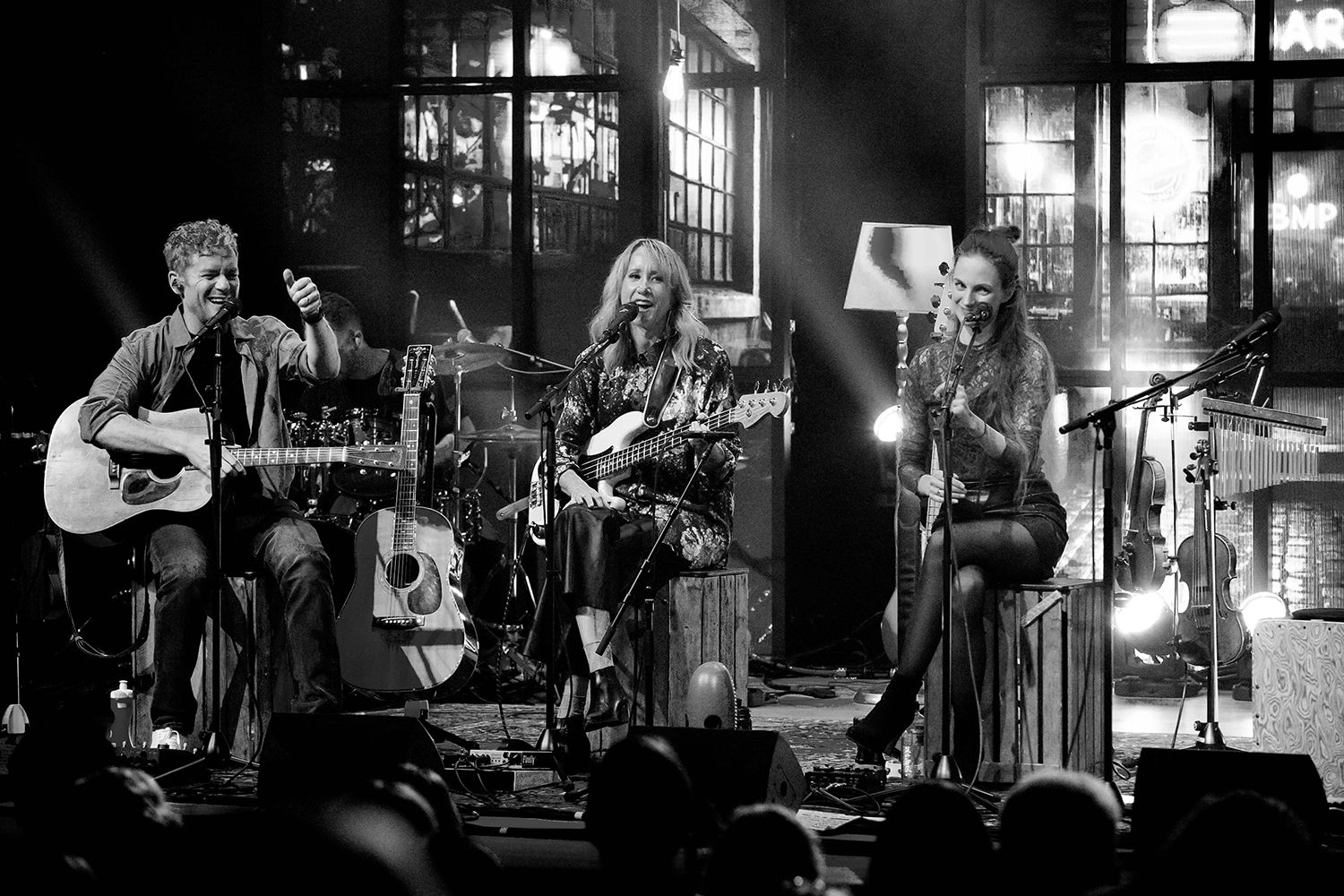 Peter Johansson, Bruno Mitsogiannis, Matilda Grün och Petra Wahlgren unplugged 2.0 i Vixjö konserthus. Footgraf Rebecca Nordin.
