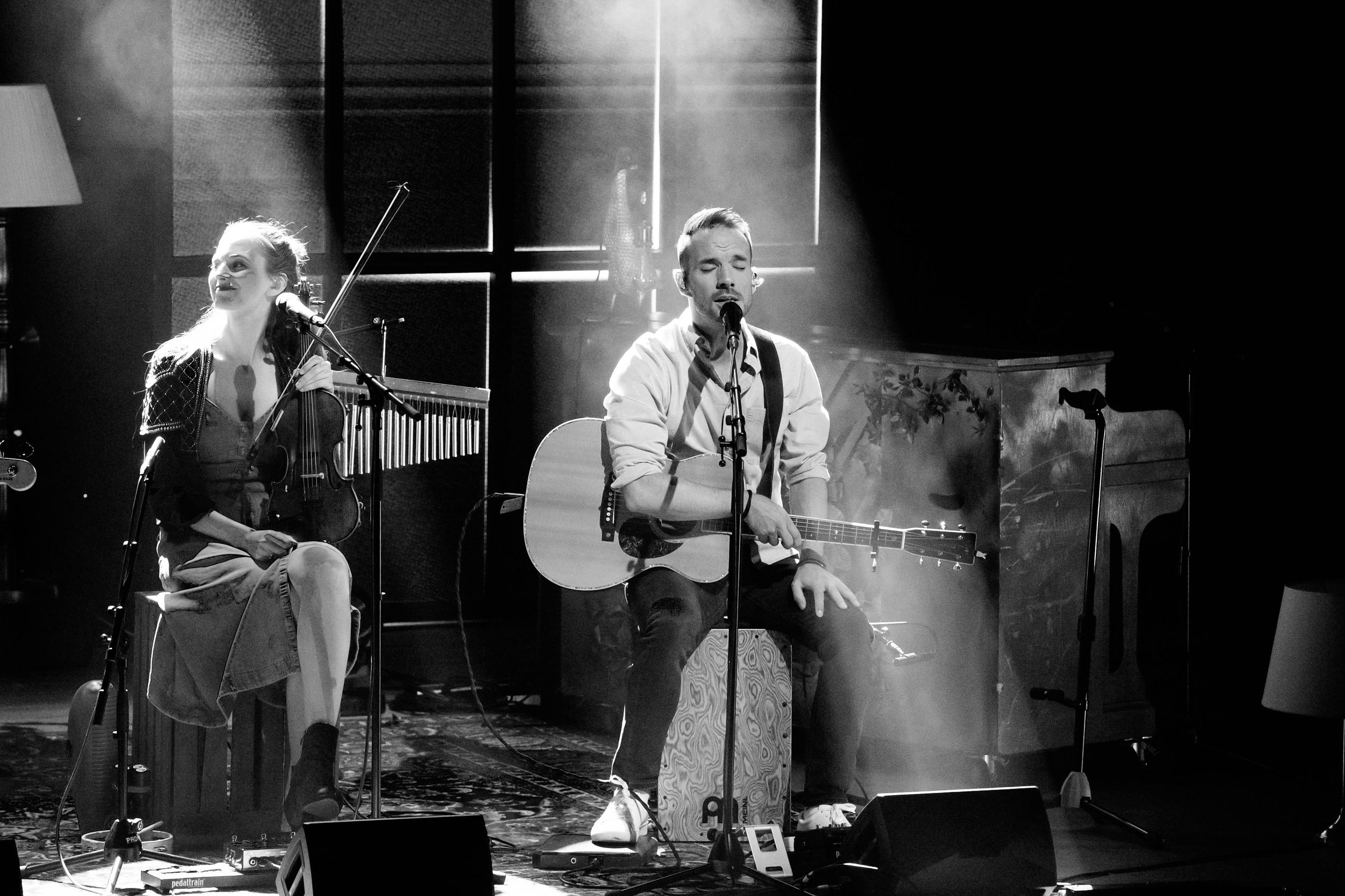 Peter Johansson, Bruno Mitsogiannis, Matilda Grün och Petra Wahlgren unplugged 2.0 i Växjö konserthus. Footgraf Rebecca Nordin.