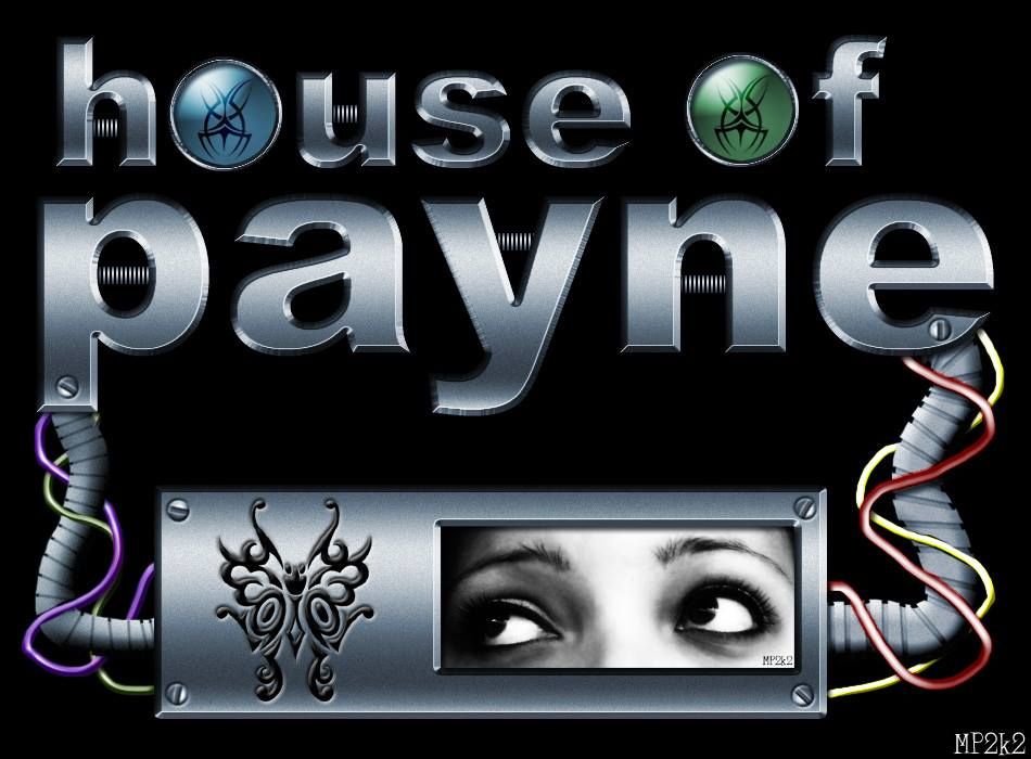 Stylized metallic text logo design for 'House of Payne' with decorative elements.