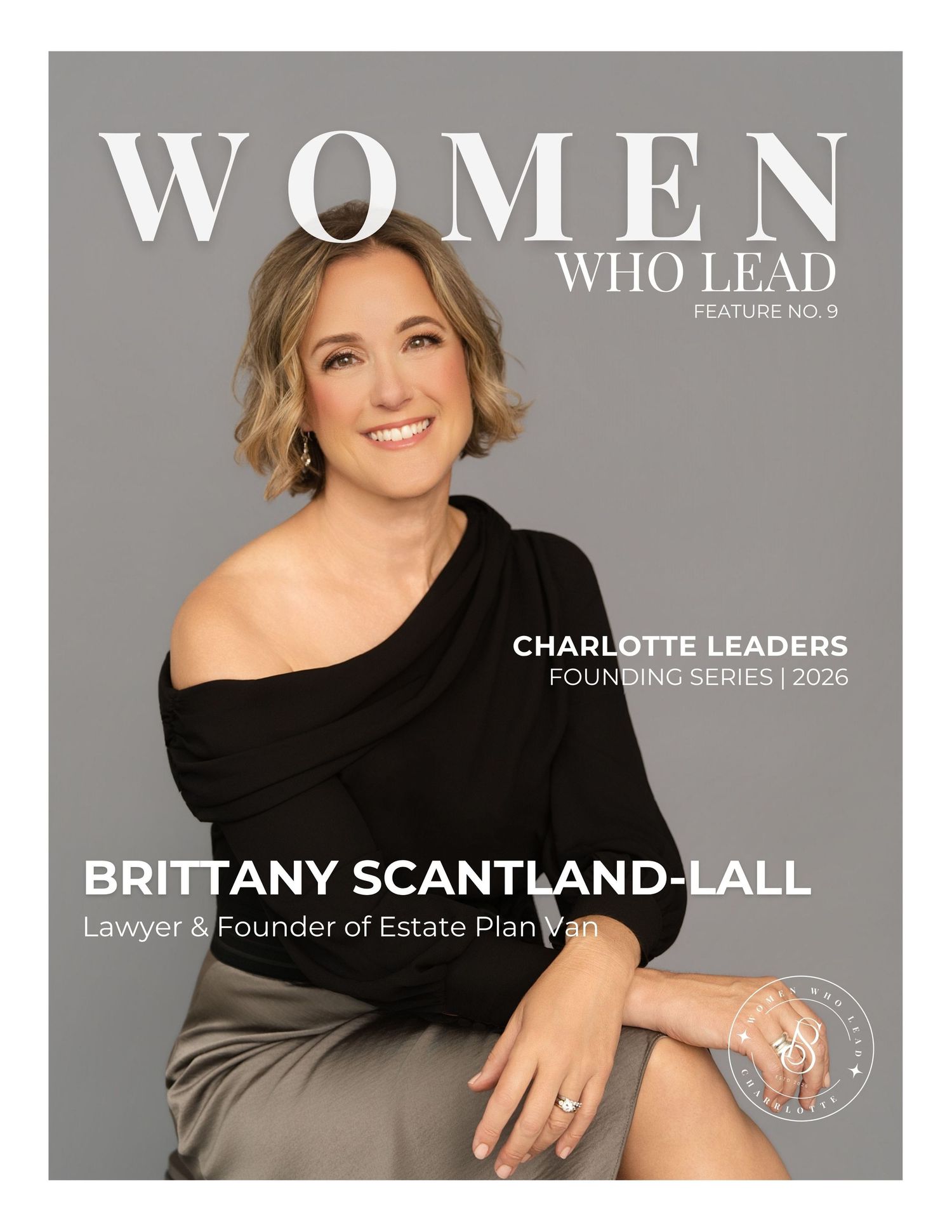 Brittany Scantland-Lall, Lawyer and Founder of Estate Plan Van, featured on Women Who Lead magazine cover.