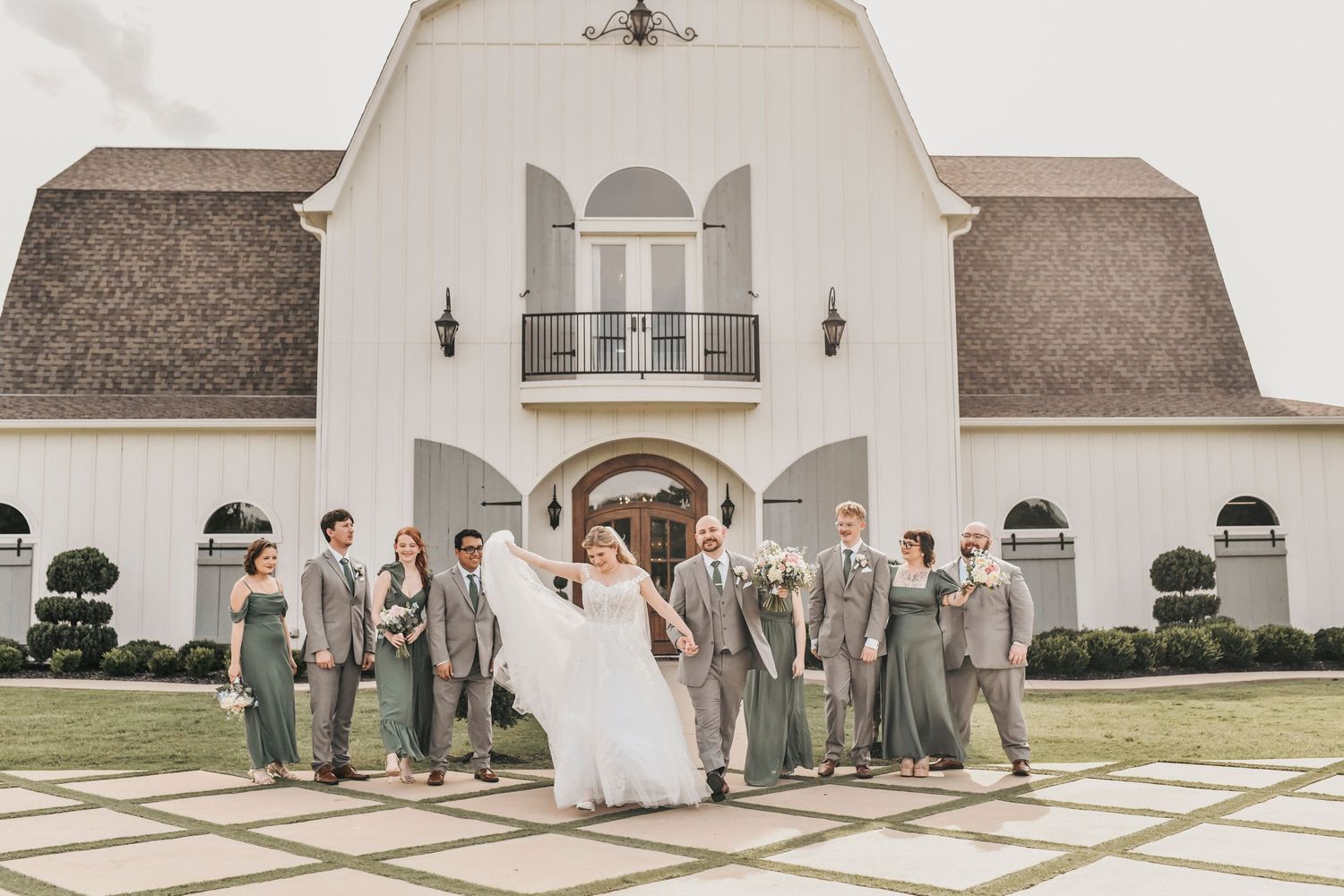Candid bridal party photography at The French Farmhouse in North Texas