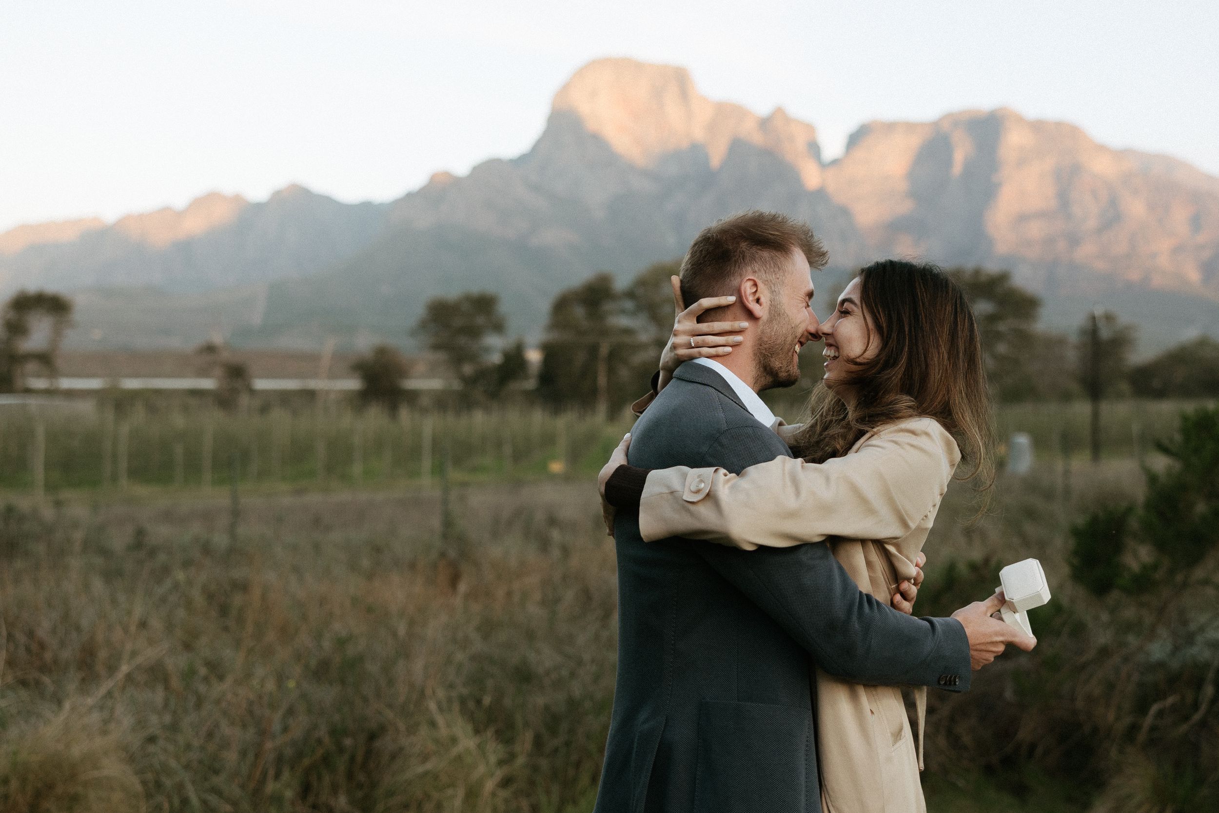Kyra and Alex at Boschendal proposal photos with Christene de Coning Photography in Stellenbosch, engaged in South Africa.