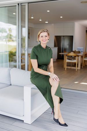 Personal branding photography Adelaide — woman in olive green business portrait