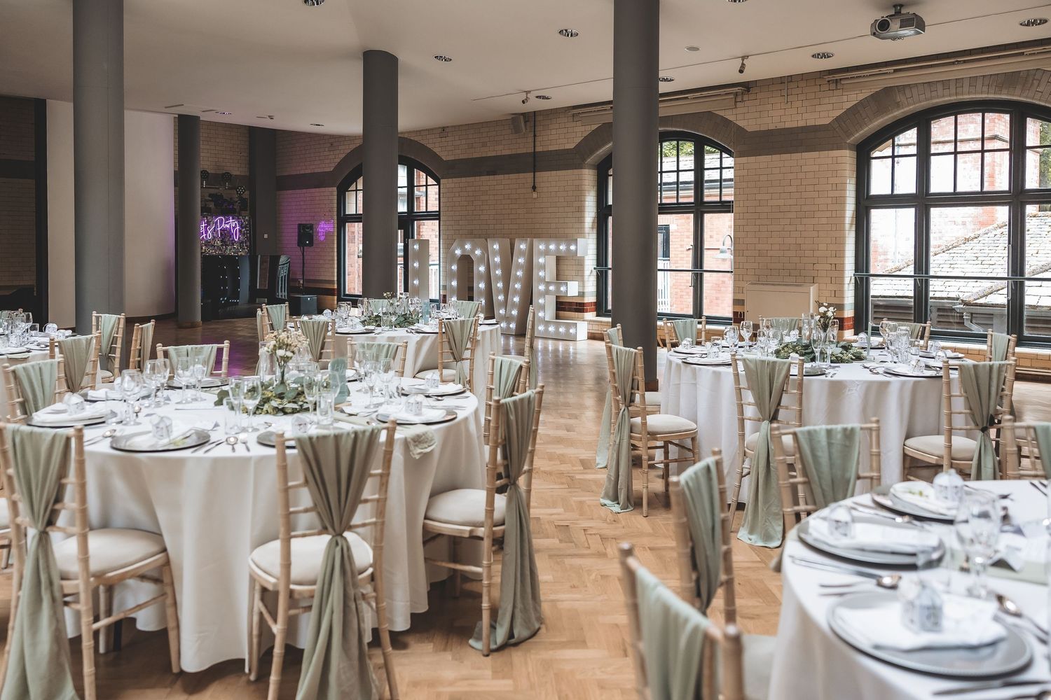 Bright wedding venue with natural light