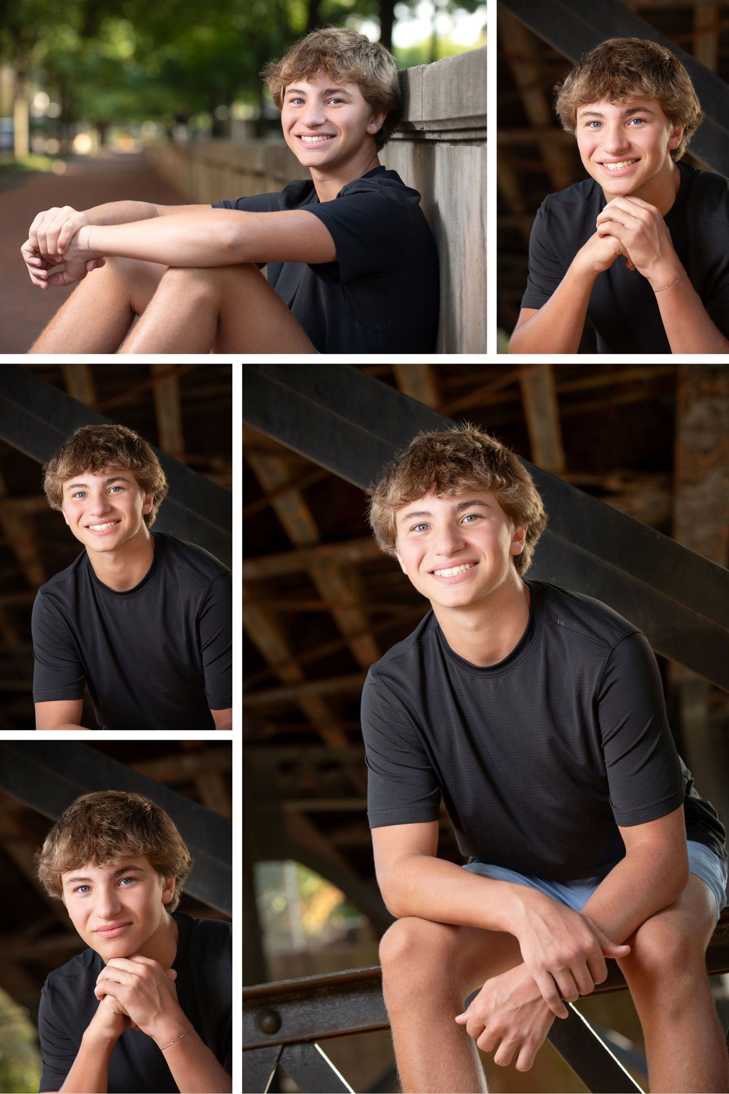 Arena District senior pictures in Columbus Ohio featuring an Olentangy senior with bridges, textures, and city backgrounds.